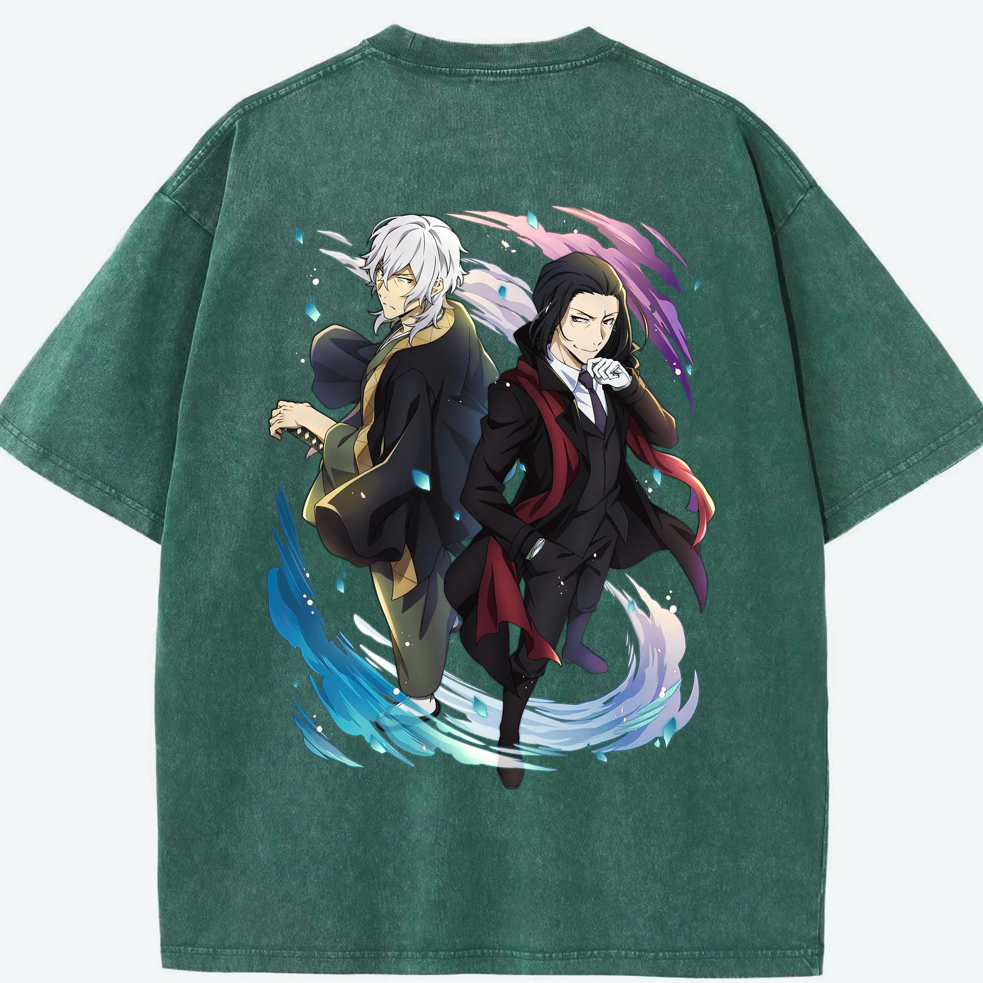 （画像用） 文豪ストレイドッグス Bungo Stray Dogs 綿100% ヴィンテージ風 半袖Tシャツ（背面プリント）